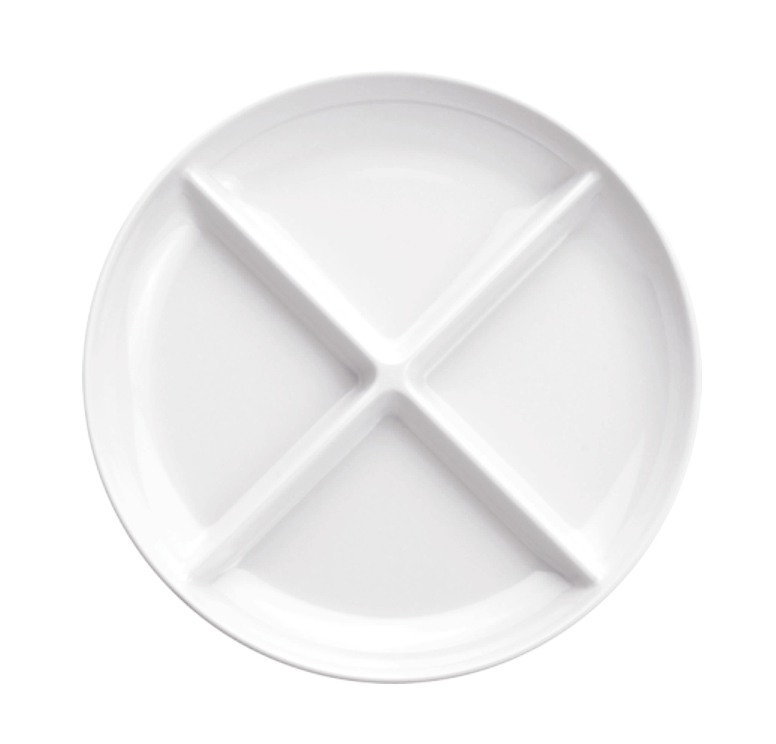 Compartment plate, melamine, white, 24.5cm