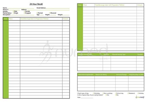 [ENH004E] 24 Hour Recall Handout (English)