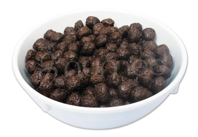 Cereals, chocolate balls, in melamine bowl