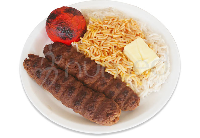 Meat Kabab and rice (meat chelo kabab)