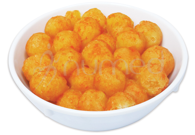 Potato, Cheese balls, in melamine bowl